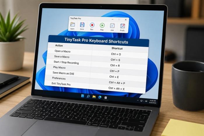 TinyTask Pro Keyboard Shortcuts