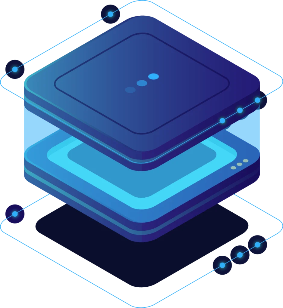 Layered digital workflow automation illustration